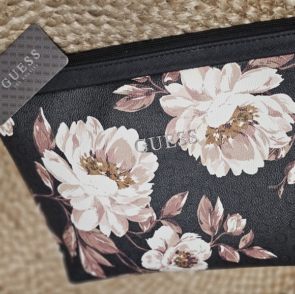 Brand New GUESS? Floral Printed strapless leather textured makeup bag - Picture 6 of 9